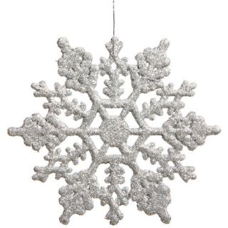 Vickerman 6.25 in. Silver Glitter Snowflake   Set of 12   Ornaments