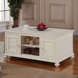 Riverside Placid Cove Cabinet Cocktail Table   Honeysuckle White   Coffee Tables