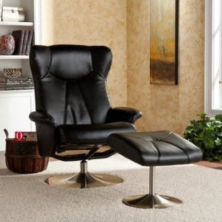 Southern Enterprises Manhattan Recliner and Ottoman   Shimmer Black   Leather Recliners
