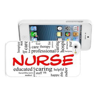 Apple iPhone 5 5S White 5W836 Hard Back Case Cover Color Nurse RN Words Cell Phones & Accessories