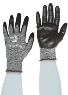 Ansell HyFlex 11 801 Nylon Glove, Black Foam Nitrile Coating, Knit Wrist Cuff, Medium, Size 8 (Pack of 1) Work Gloves