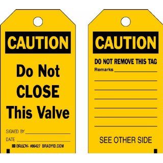 Brady 86427 5 3/4" Height x 3" Width, Heavy Duty Polyester (B 837), Black on Yellow Accident Prevention Tags (10 Tags) Industrial Lockout Tagout Tags
