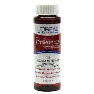 L'Oreal Permanent Haircolor #5.1 Med. Ash Brown  Chemical Hair Dyes  Beauty