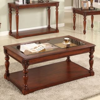 Parker House Athens Rectangle Antique Light Vintage Chocolate Wood and Glass Coffee Table with Casters   Coffee Tables