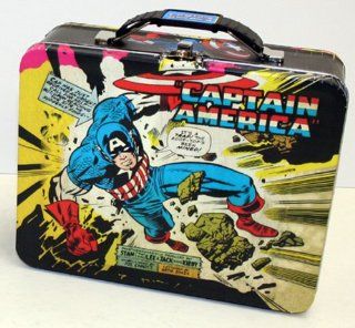Captain America Mine Trap Embossed Metal Lunch Box  Childrens Lunch Boxes  