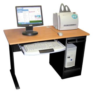 Luxor Milner Lockable Computer Desk   Black/Natural   Computer Desks