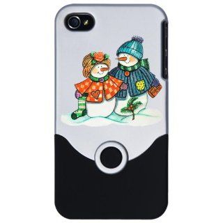 iPhone 4 or 4S Slider Case Silver Christmas Snow Couple Snow Men 