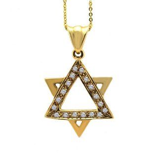 14KT Yellow Gold Diamond Jewish Star Pendant Slides Jewelry