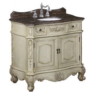 Belle Foret BF80062R 36 14/16 Inch Width by 20 1/2 Inch Depth by 35 10/16 Inch Height Single Basin Bathroom Vanity, Antique Parchment    