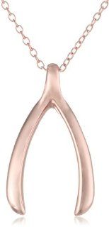Sterling Silver Wishbone Pendant, 18" Pendant Necklaces Jewelry