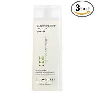 Giovanni Invigorating Shampoo, Tea Tree Triple Treat, 8.5 Ounce Bottles (Pack of 3)  Hair Shampoos  Beauty