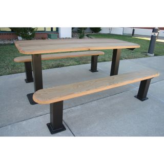 Rectangular Wood Picnic Table with Detached Benches   Picnic Tables