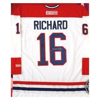 Henri Richard Signed Montreal Canadiens White CCM Replica Jersey Sports Collectibles