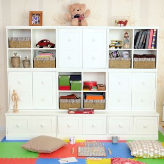 Makena Modular Closed Storage Base & Open Quad Cubical & Cabinet with Shelf   9 Piece   Toy Storage