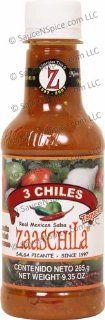 Zaaschila, 3 Chiles Taquera Red Salsa 9.35oz (265g)  Salsas And Dips  Grocery & Gourmet Food