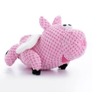 goDog Checkers Flying Pig Dog Toy with Chew Guard   Plush Dog Toys