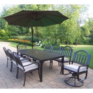 Oakland Living Rochester 80 x 40 in. Patio Dining Set with 2 Swivels and Cantilever Umbrella   Patio Dining Sets