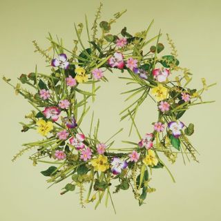 Oddity Charming Pansies Collection 18 in. Wreath   Wreaths