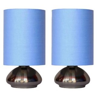 Simple Designs Mini Touch Lamp with Brushed Steel Base and Blue Shade   2 pk.   Table Lamps