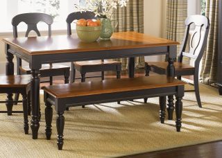 Liberty Furniture Low Country Black 6 pc. Dining Set with Napoleon Chairs & Bench   Dining Table Sets