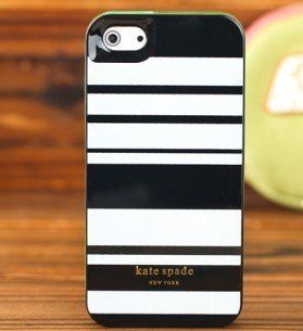 Kate Spade Apple Iphone 5 Resin Hard Case(black with White Stripes) with Free 3.5mm Night Owl Anti dust Headphone Jack Cell Phones & Accessories