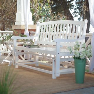 Coral Coast Pleasant Bay Curved Back Glider Bench   White   Outdoor Benches