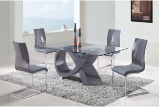Global Furniture Ribbon Gray 5 Piece Dining Set   Dining Table Sets