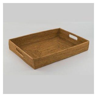 Wicker Baskets Tray with Handles Rectangle Wicker Tray 18 Inches x 13 1/4 Inches x 3 Inches Kitchen & Dining