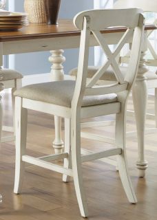 Liberty Furniture Ocean Isle Upholstered X Back Counter Stool   Set of 2   Dining Chairs