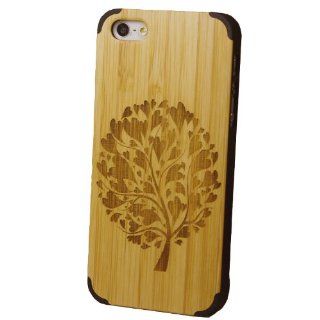 e821 Durable Plastic Case with Equisite Sculptural Pattern Bamboo Wood Backing Shell Iphone 5 Case Protective Case(lovetree) Cell Phones & Accessories