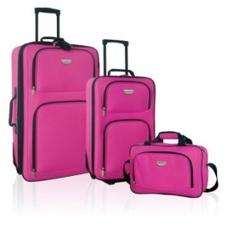 Travelers Club 3 Piece EVA Expandable Genova Value Set   Neon Pink   Luggage Sets