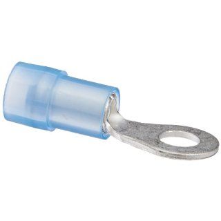 NSI Industries R16 8N Nylon Insulated Ring Terminal, 16 14 Wire Size, 8" Stud Size, 0.315" Width, 0.846" Length (Pack of 100)