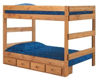 Chelsea Home Full over Full 1 Piece Bunk Bed   Ginger Stain   Bunk Beds