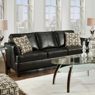 Simmons Urban Onyx Leather Sofa with Accent Pillows   Sofas