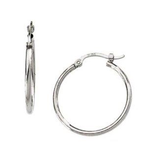 Round Tube Hoop Earring in 14k White Gold Jewelry