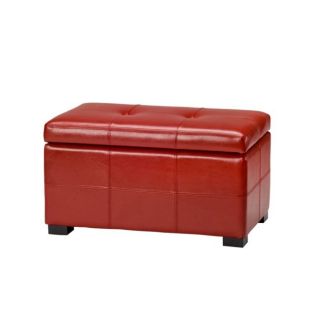 Safavieh Small Red Maiden Tufted Leather Storage Ottoman   Indoor Benches