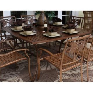 Hospitality Rattan Outdoor 60 in. Square Slatted Aluminum Patio Dining Table with Umbrella Hole   Dark Bronze   Patio Tables