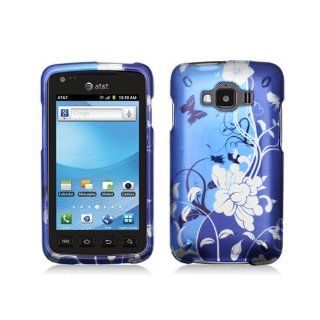 Blue Flower Butterfly Hard Cover Case for Samsung Rugby Smart SGH I847 Cell Phones & Accessories
