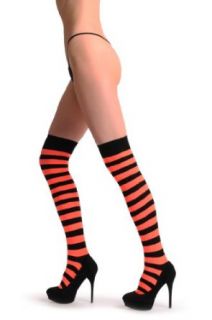 Fluorescent Orange & Black Stripes   Over The Knee Socks Casual Socks