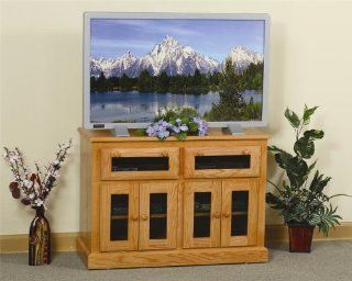 Amish HDTV Square Shaker TV Stand with Smoked Glass Doors   Furniture