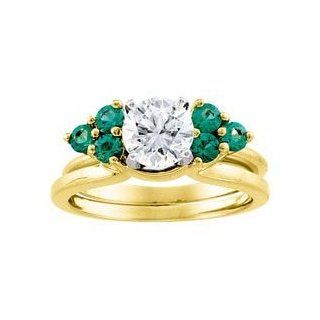 Jewelplus Genuine Emerald Solitaire Enhancer 14K Yellow 2.80Mm Jewelry