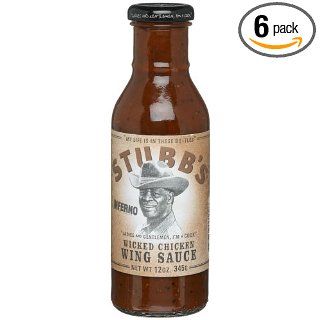 Stubb's Inferno Wicked Chicken Wing Sauce, 12 Ounce Bottles (Pack of 6)  Barbecue Sauces  Grocery & Gourmet Food