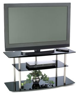 Convenience Concepts Classic Black Glass 3 Shelf TV Stand   TV Stands