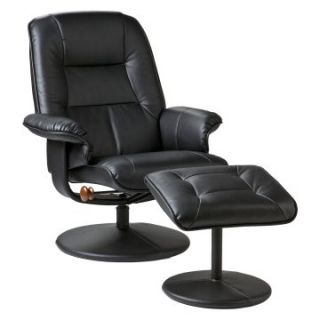 Recliner and Ottoman   Black Faux Leather   Leather Recliners