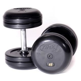 Troy Barbell Fixed Pro Style Dumbbells with Straight Handle and Rubber Encased Plate   Strength Training Equipment
