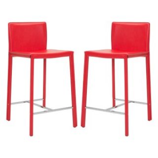 Safavieh Dustin 24 in. Counter Stools   Red   Set of 2   Bar Stools