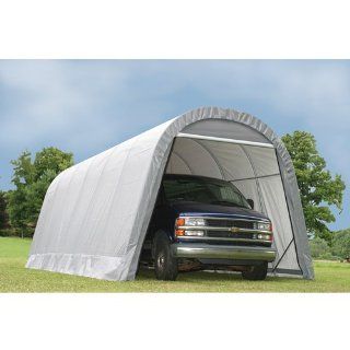 ShelterLogic 12 Ft.W Round Style Instant Garage   24ft.L x 12ft.W x 10ft.H, 1 5/8in. Frame, Grey, Model# 74332   Garage Doors  