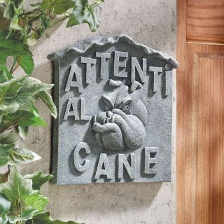 Attenti al Cane (Beware of Dog) Italian Wall Sculpture   Garden Statues
