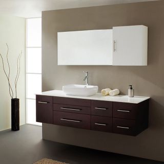 Virtu USA Justine 59 in. Espresso Single Bathroom Vanity Set UM 3050   Single Sink Bathroom Vanities