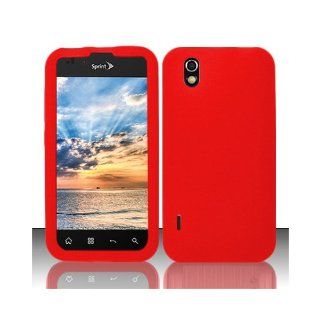 Red Soft Silicone Gel Skin Cover Case for LG Ignite 855 Marquee LS855 Sprint LG855 Boost L85C NET10 Straight Talk Optimus Black P970 L85C Majestic US855 US Cellular Cell Phones & Accessories